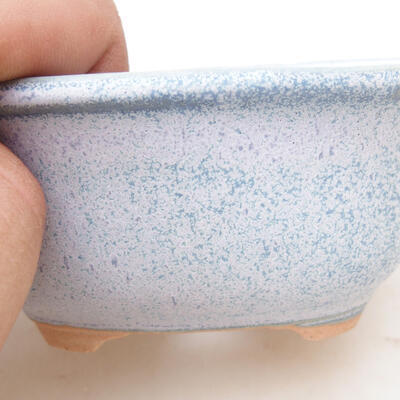 Bonsaischale aus Keramik 11,5 x 9 x 5,5 cm, Farbe weiß-blau - 2