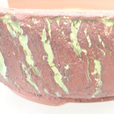 Keramische Bonsai-Schale 18 x 18 x 6,5 cm, Farbe rissig grün - 2