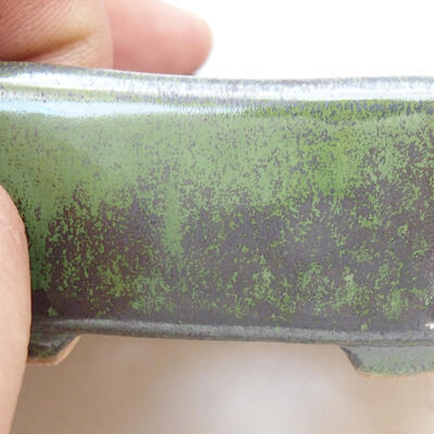 Bonsaischale aus Keramik 8 x 7 x 3,5 cm, Farbe grünes Metall - 2