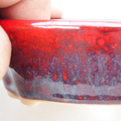 Bonsaischale aus Keramik 11 x 8 x 3,5 cm, Farbe rot-schwarz - 2