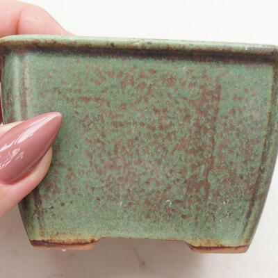 Bonsaischale aus Keramik 8 x 8 x 5,5 cm, Farbe grün-braun - 2