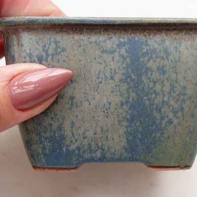Bonsaischale aus Keramik 8 x 8 x 5,5 cm, Farbe blau-braun - 2