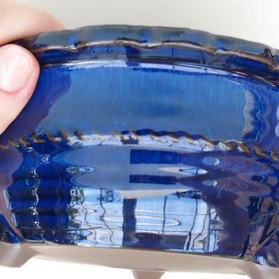 Bonsaischale aus Keramik 16 x 16 x 7 cm, Farbe blau - 2