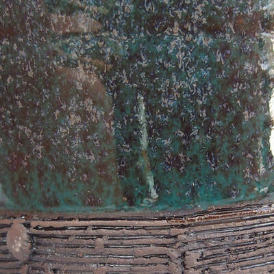Keramik-Bonsaischale 9,5 x 9,5 x 9 cm, Farbe grün - 2
