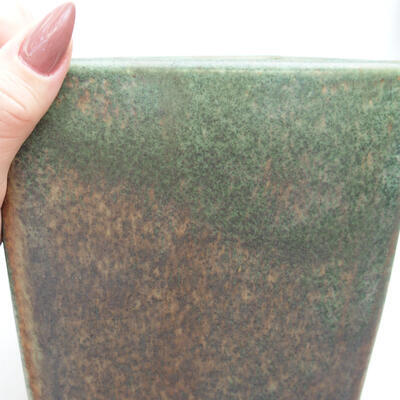 Bonsaischale aus Keramik 14,5 x 14,5 x 19 cm, Farbe grün-braun - 2