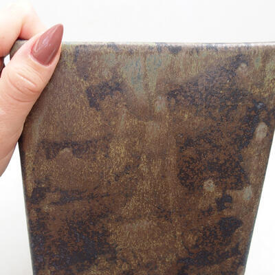 Bonsaischale aus Keramik 14,5 x 14,5 x 19 cm, Farbe braun - 2
