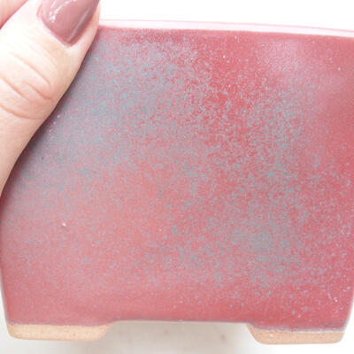 Bonsaischale aus Keramik 11,5 x 11,5 x 8,5 cm, Farbe Metallic Pink - 2