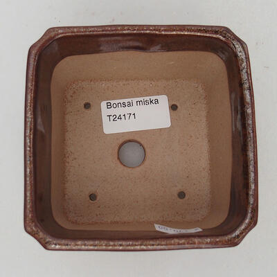 Keramik-Bonsaischale 10 x 10 x 7 cm, Farbe braun - 2