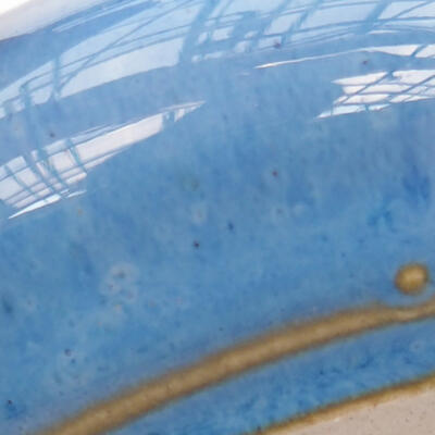Keramik-Bonsaischale 9,5 x 9,5 x 2,5 cm, Farbe Blau - 2