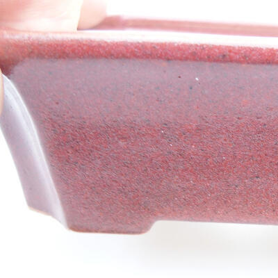 Bonsaischale aus Keramik 12,5 x 10,5 x 4 cm, Farbe rot - 2