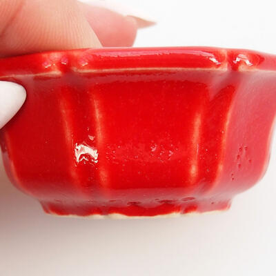 Bonsaischale aus Keramik 5,5 x 5,5 x 2,5 cm, Farbe rot - 2