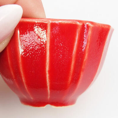 Bonsaischale aus Keramik 5 x 5 x 3,5 cm, Farbe rot - 2