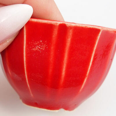 Bonsaischale aus Keramik 5 x 5 x 3,5 cm, Farbe rot - 2