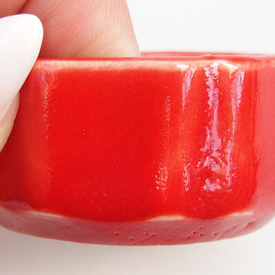 Bonsaischale aus Keramik 4,5 x 4,5 x 2 cm, Farbe rot - 2