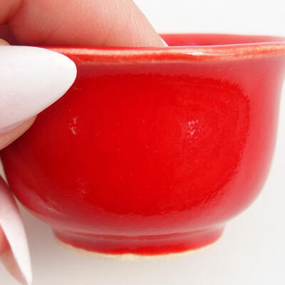 Bonsaischale aus Keramik 4,5 x 4,5 x 3 cm, Farbe rot - 2
