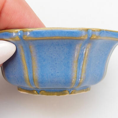 Bonsaischale aus Keramik 6 x 6 x 2,5 cm, Farbe blau - 2