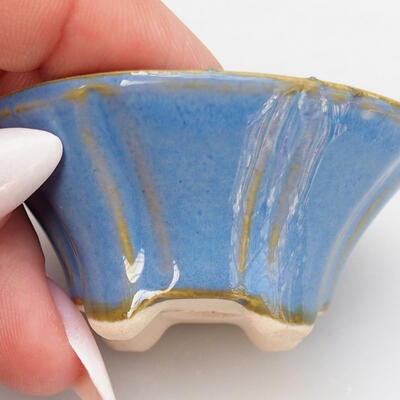 Bonsaischale aus Keramik 5,5 x 5,5 x 2,5 cm, Farbe blau - 2