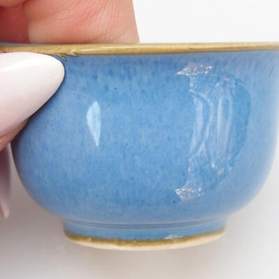 Bonsaischale aus Keramik 4,5 x 4,5 x 3 cm, Farbe blau - 2