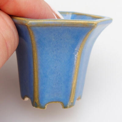 Bonsaischale aus Keramik 4 x 3,5 x 3,5 cm, Farbe blau - 2