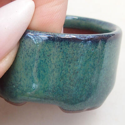 Bonsaischale aus Keramik 3,5 x 3,5 x 2 cm, Farbe grün - 2