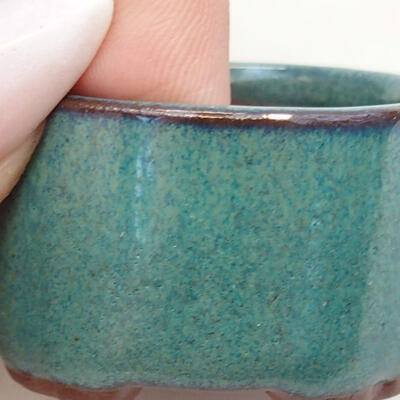 Bonsaischale aus Keramik 3,5 x 3,5 x 2 cm, Farbe grün - 2