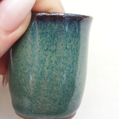 Bonsaischale aus Keramik 4 x 4 x 4,5 cm, Farbe grün - 2
