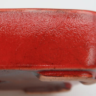 Keramik-Bonsaischale 12 x 9 x 3 cm, Farbe Rot - 2