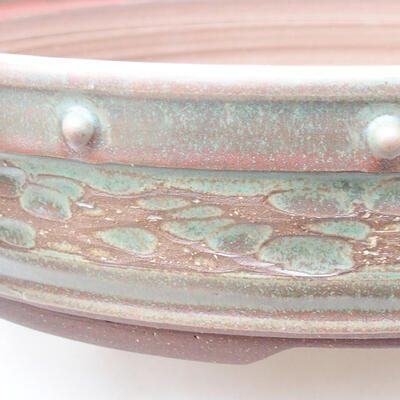 Keramische Bonsai-Schale 34,5 x 34,5 x 7 cm, Farbe grün-rot - 2