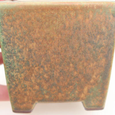 Bonsaischale aus Keramik 9 x 9 x 8,5 cm, Farbe grün-braun - 2