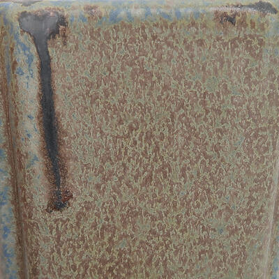 Bonsaischale aus Keramik 7 x 7 x 8 cm, Farbe blau-braun - 2