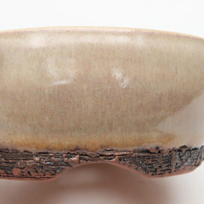 Keramik-Bonsaischale 11 x 11 x 5 cm, Farbe Beige - 2