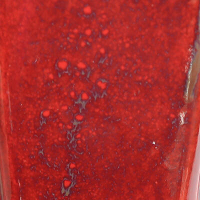 Bonsaischale aus Keramik 7 x 7 x 9 cm, Farbe rot - 2