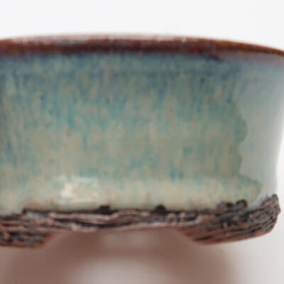 Keramik-Bonsaischale 10 x 10 x 4 cm, Farbe Blau - 2