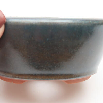 Keramik-Bonsaischale 11 x 11 x 4,5 cm, Farbe Blau - 2