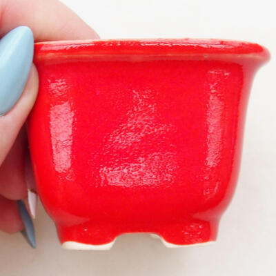 Bonsaischale aus Keramik 6 x 6 x 4,5 cm, Farbe rot - 2