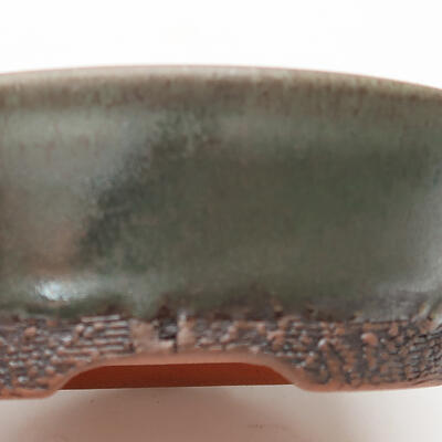 Keramik-Bonsaischale 12 x 12 x 4 cm, Farbe grün - 2