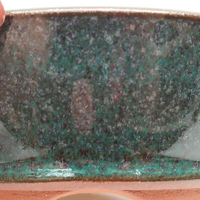 Keramik-Bonsaischale 11 x 11 x 4 cm, Farbe grün - 2