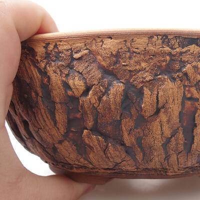 Keramik-Bonsaischale 18,5 x 18,5 x 7 cm, Farbe rissig - 2
