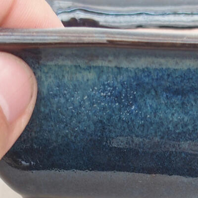 Bonsaischale aus Keramik 10 x 10 x 5,5 cm, blau-schwarze Farbe - 2