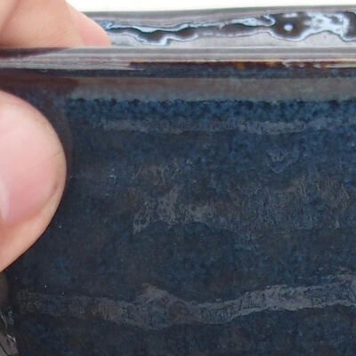 Bonsaischale aus Keramik 10 x 10 x 6 cm, blau-schwarze Farbe - 2