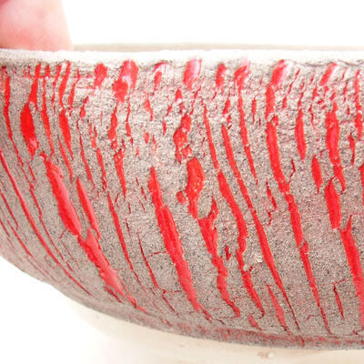 Bonsaischale aus Keramik 13 x 13 x 6 cm, Farbe rot - 2