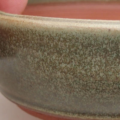 Keramische Bonsai-Schale 9,5 x 9,5 x 3,5 cm, Farbe grün - 2