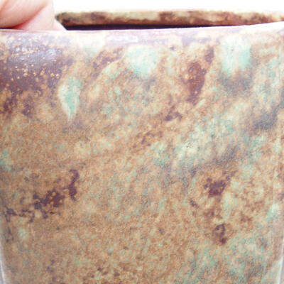 Bonsaischale aus Keramik 10 x 10 x 15,5 cm, Farbe braun-grün - 2