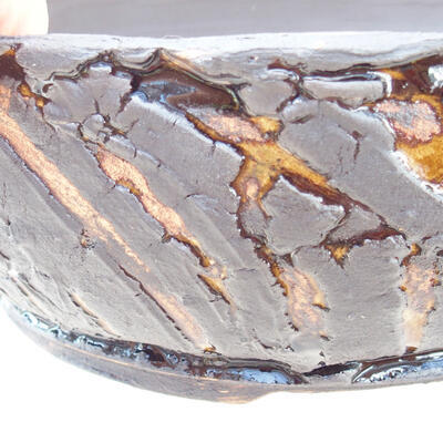 Bonsaischale aus Keramik 22 x 22 x 7 cm, Farbe Rissgelb - 2