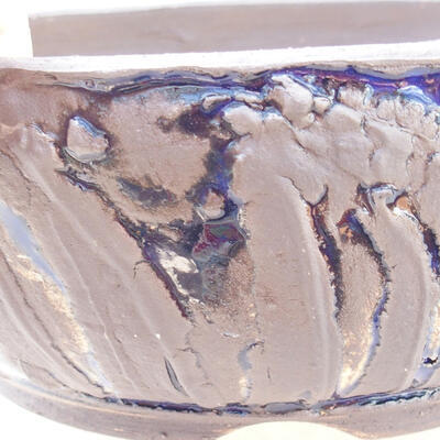 Keramik-Bonsaischale 20 x 20 x 7,5 cm, Farbe grau-blau - 2