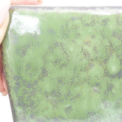 Keramik-Bonsaischale 7,5 x 7,5 x 6,5 cm, Farbe grün - 2
