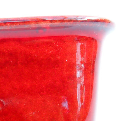 Keramik-Bonsaischale 6,5 x 6,5 x 5 cm, Farbe Rot - 2