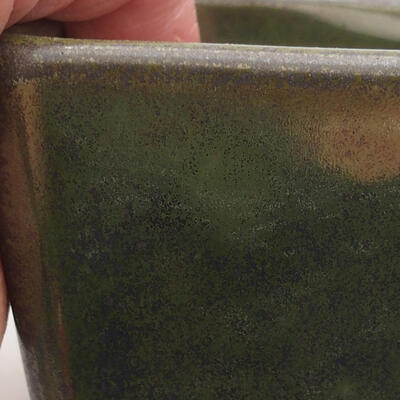 Keramik-Bonsaischale 7 x 7 x 6,5 cm, Farbe grün - 2