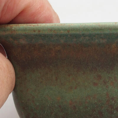 Keramik-Bonsaischale 9 x 9 x 5,5 cm, Farbe grün - 2