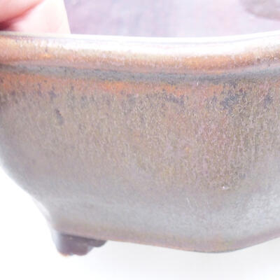 Bonsaischale aus Keramik 15,5 x 15,5 x 6,5 cm, Farbe braun - 2